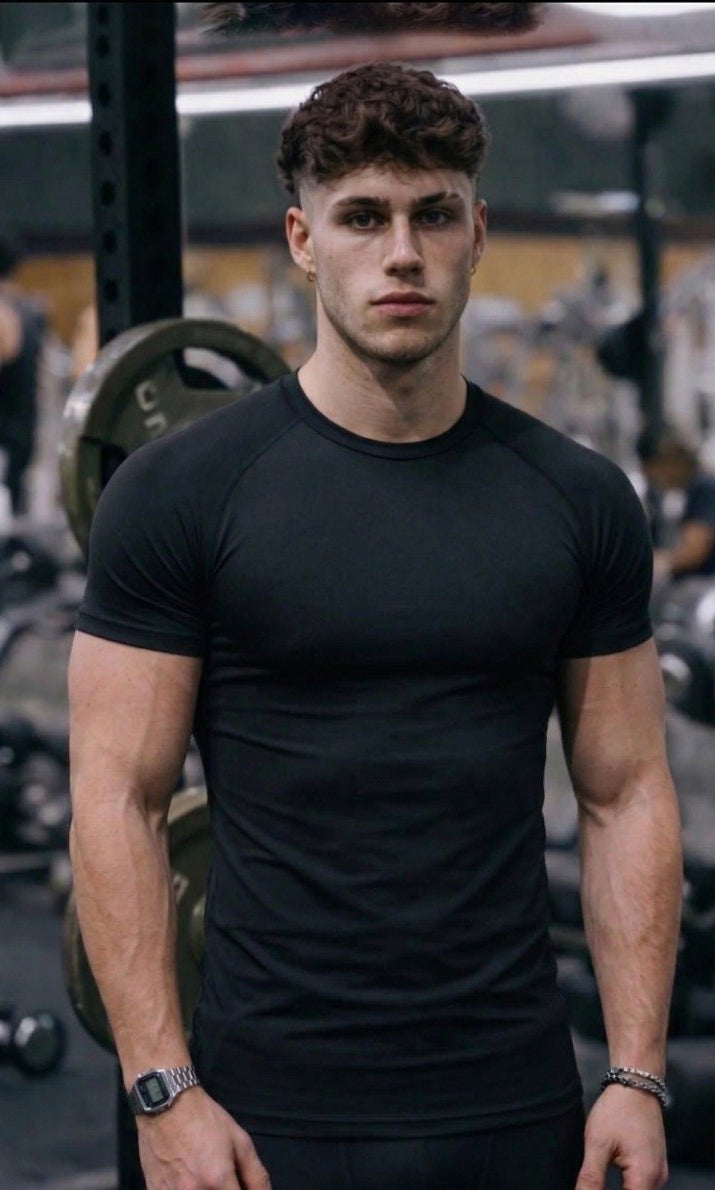 black compression t-shirt