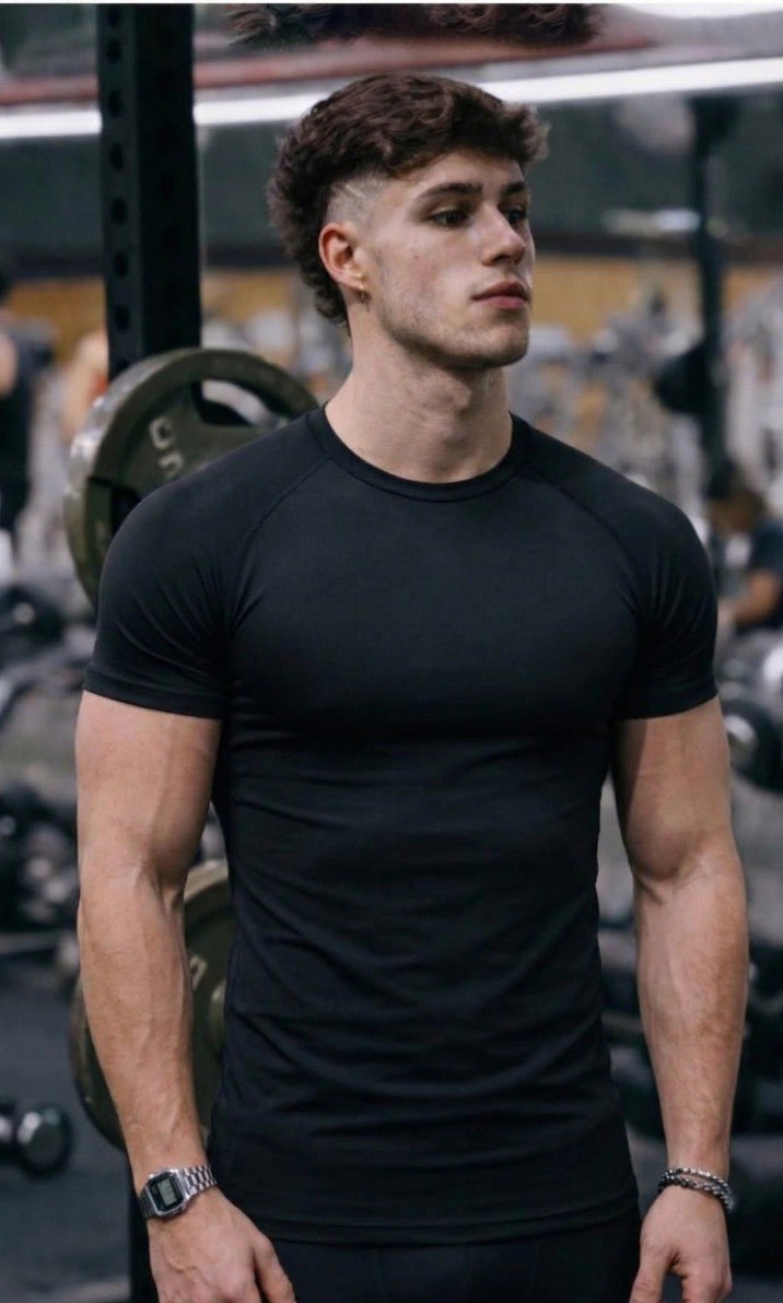 black compression t-shirt